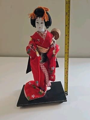 Vintage Porcelain Japanese￼ Geisha Kimono Doll Figurine Statue - Thumbnail 9