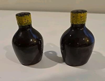 Vintage Little Brown Jug Salt and Pepper Set Shakers Handled Ceramic Pottery - Thumbnail 3