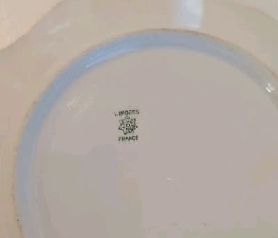Antique UC Limoges Saucer Plates 6" Flowers Green Gold Edges Set of 5 - Thumbnail 6