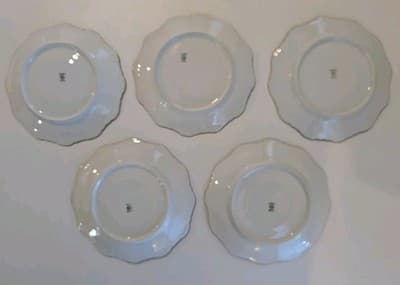 Antique UC Limoges Saucer Plates 6" Flowers Green Gold Edges Set of 5 - Thumbnail 4