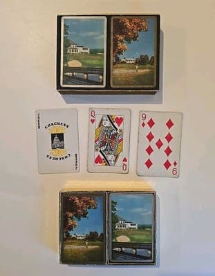 Vintage Congress Playing Cards Cel-u-tone Finish Two Deck Pack Golf Courses - Thumbnail 2