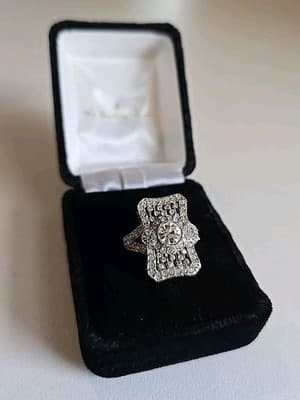 Victorian Art Deco 2.88CT Lab-Created Round Cut Diamonds Two-Tone Ring Sz 7 - Thumbnail 2