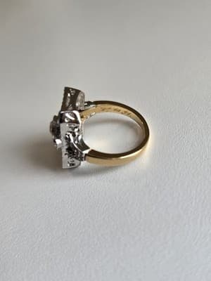 Victorian Art Deco 2.88CT Lab-Created Round Cut Diamonds Two-Tone Ring Sz 7 - Thumbnail 8