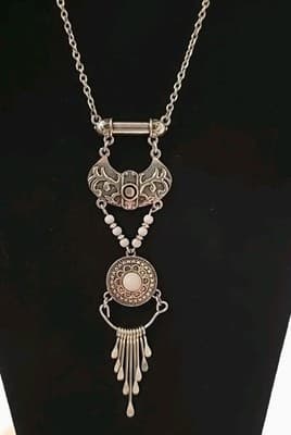 J CREW Horseshoe Dangle BLING Beaded Gothic Statement Necklace STUNNING - Thumbnail 3