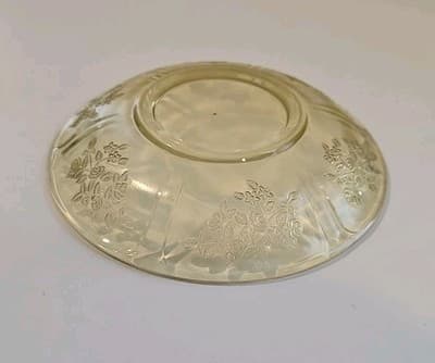 Federal Depression Glass Sharon Cabbage Rose Amber Saucer - Thumbnail 3