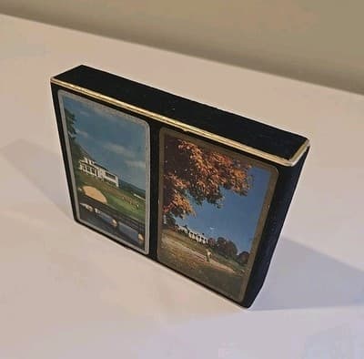 Vintage Congress Playing Cards Cel-u-tone Finish Two Deck Pack Golf Courses - Thumbnail 3