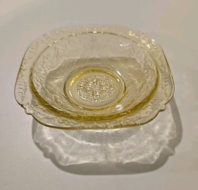Vintage Madrid Amber by Federal Glass Rim Soup Bowl Yellow Depression Glass 5" - Thumbnail 3