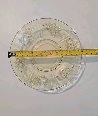 Federal Depression Glass Sharon Cabbage Rose Amber Saucer - Thumbnail 4