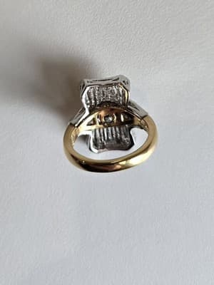 Victorian Art Deco 2.88CT Lab-Created Round Cut Diamonds Two-Tone Ring Sz 7 - Thumbnail 9