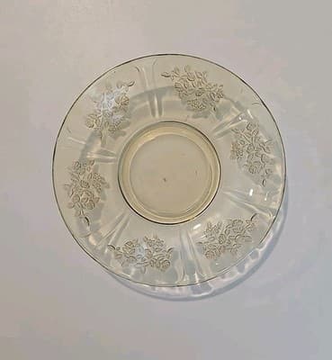 Federal Depression Glass Sharon Cabbage Rose Amber Saucer