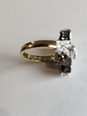 Victorian Art Deco 2.88CT Lab-Created Round Cut Diamonds Two-Tone Ring Sz 7 - Thumbnail 7