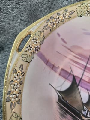 Nippon 7 1/4” Bowl Sailboats City Scape Gold Edges - Thumbnail 4