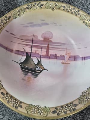 Nippon 7 1/4” Bowl Sailboats City Scape Gold Edges - Thumbnail 2