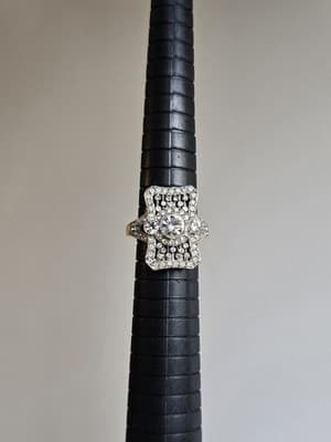 Victorian Art Deco 2.88CT Lab-Created Round Cut Diamonds Two-Tone Ring Sz 7 - Thumbnail 12