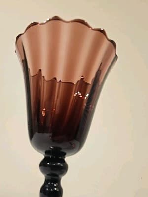 Amethyst Candle Holder Vase Circleware Handblown Art Glass 11" - Thumbnail 10
