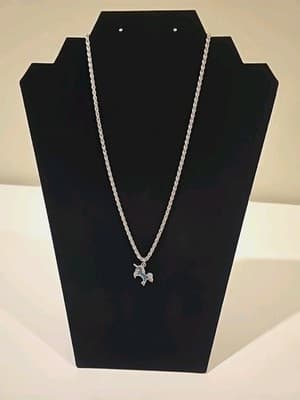 Vintage Mystical Unicorn 3D Pendant Charm Jewelry Silver Tone Blue Stone - Thumbnail 2