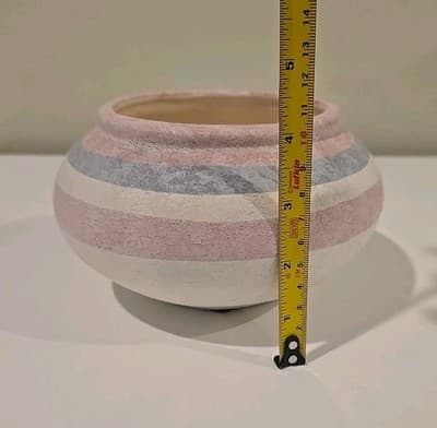 Vintage 90's Signed Desert Southwestern Pottery Large Vase Bowl Flower Pot - Thumbnail 2