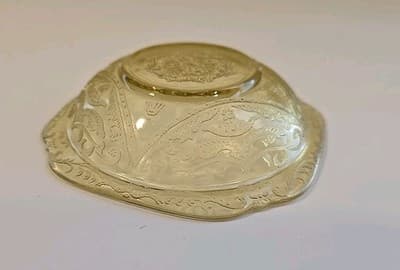 Vintage Federal Depression Glass Amber Yellow Square Madrid Dessert Bowl - Thumbnail 7