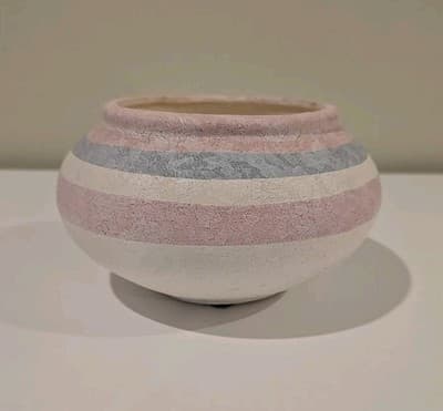 Vintage 90's Signed Desert Southwestern Pottery Large Vase Bowl Flower Pot