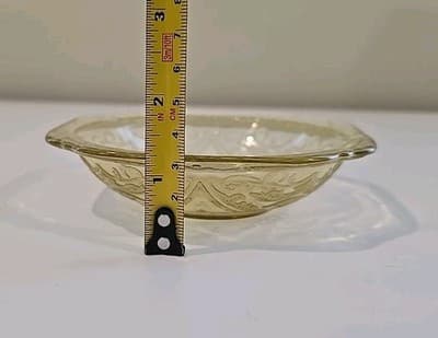 Vintage Federal Depression Glass Amber Yellow Square Madrid Dessert Bowl - Thumbnail 9