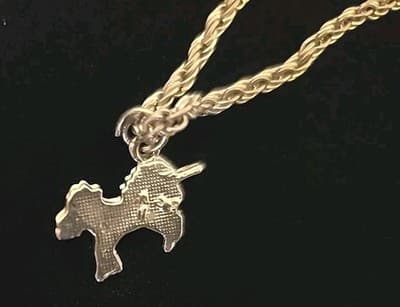 Vintage Mystical Unicorn 3D Pendant Charm Jewelry Silver Tone Blue Stone - Thumbnail 4