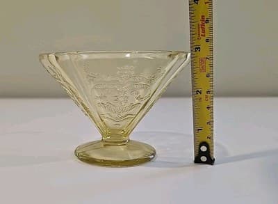 Vintage Amber/Yellow Madrid Federal Depression Glass Dessert Sherbet Cup - Thumbnail 4