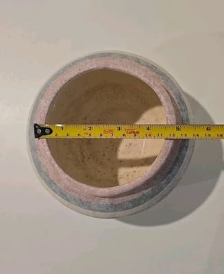 Vintage 90's Signed Desert Southwestern Pottery Large Vase Bowl Flower Pot - Thumbnail 3