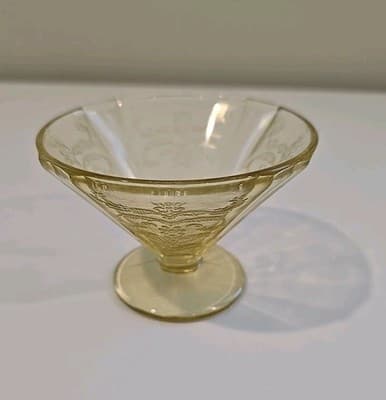 Vintage Amber/Yellow Madrid Federal Depression Glass Dessert Sherbet Cup - Thumbnail 3