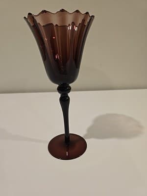 Amethyst Candle Holder Vase Circleware Handblown Art Glass 11" - Thumbnail 3