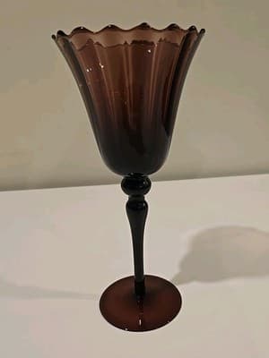 Amethyst Candle Holder Vase Circleware Handblown Art Glass 11"