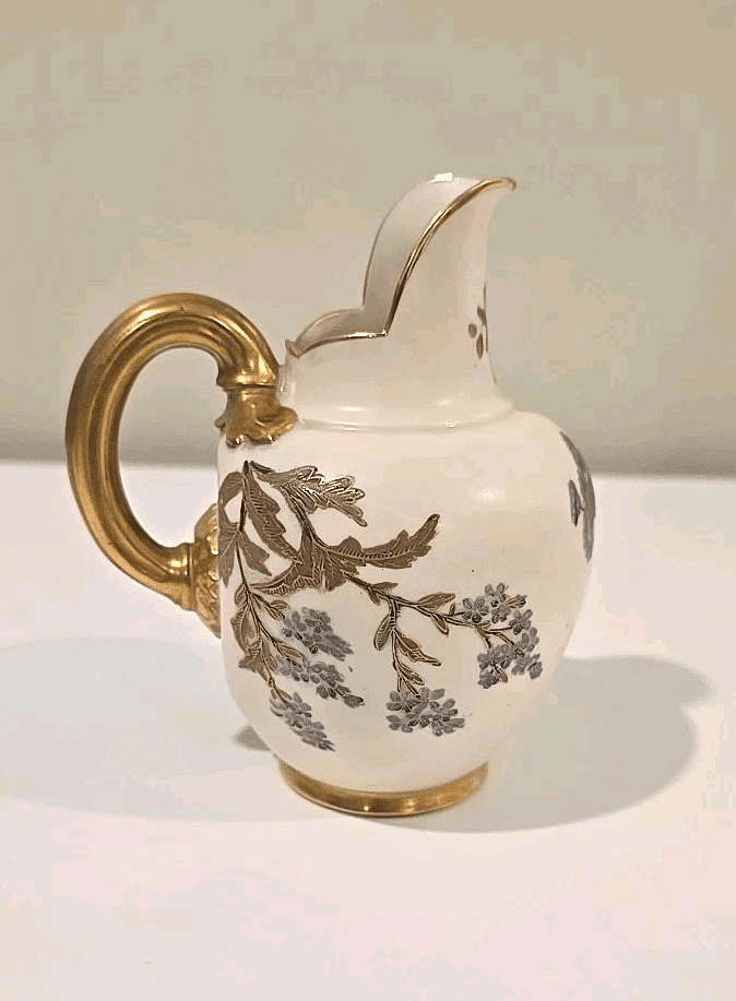 Royal Worcester Floral Flat Back Jug Pitcher Blush Ivory Gold c1880 1094 - Thumbnail 5