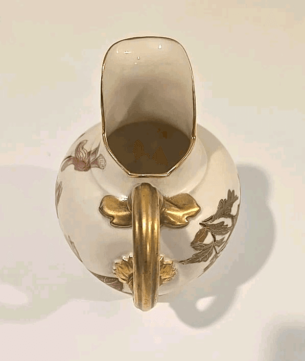 Royal Worcester Floral Flat Back Jug Pitcher Blush Ivory Gold c1880 1094 - Thumbnail 7