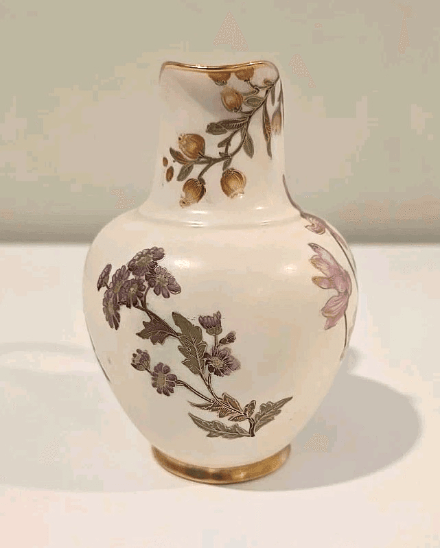 Royal Worcester Floral Flat Back Jug Pitcher Blush Ivory Gold c1880 1094 - Thumbnail 3