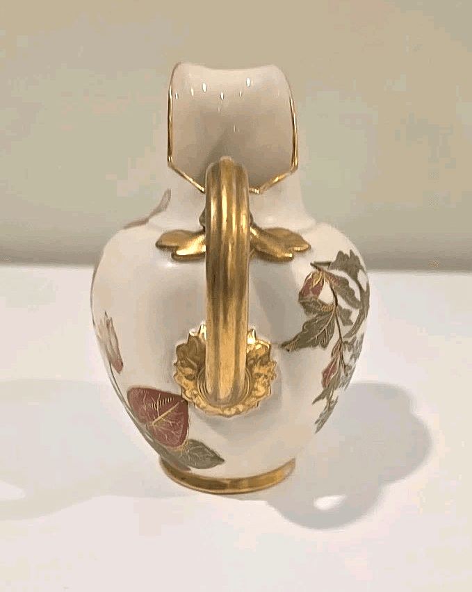 Royal Worcester Floral Flat Back Jug Pitcher Blush Ivory Gold c1880 1094 - Thumbnail 6