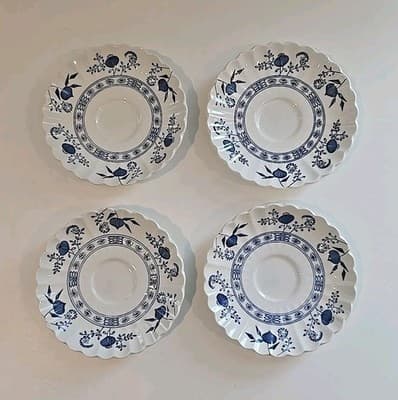 Vintage J&G Meakin England Nordic Blue Onion 5.75" Saucer English Ironstone 4pc