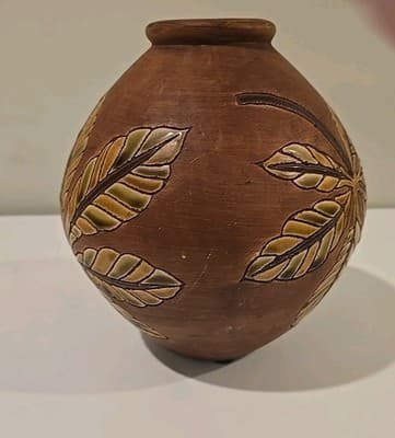 Vase Leaves Hand Crafted Pottery Ceramic 9 inches tall - Thumbnail 7