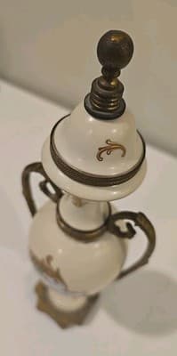 19C Sevres Style Porcelain Gilt Metal Mounted Mantle Urn w/ Courting Couple - Thumbnail 8