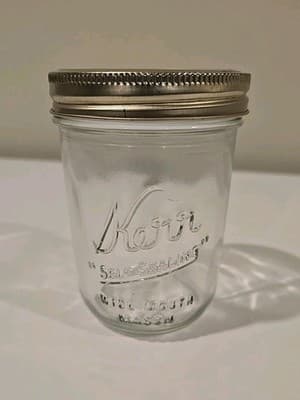 Kerr Glass 8oz Jelly Jar - "Self Sealing" Wide Mouth Mason