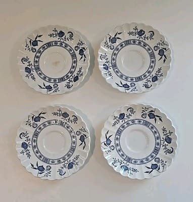 Vintage J&G Meakin England Nordic Blue Onion 5.75" Saucer English Ironstone 4pc