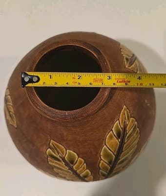 Vase Leaves Hand Crafted Pottery Ceramic 9 inches tall - Thumbnail 4