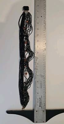 Vintage Elegant Gothic Black Seed Beads Necklace - Thumbnail 6