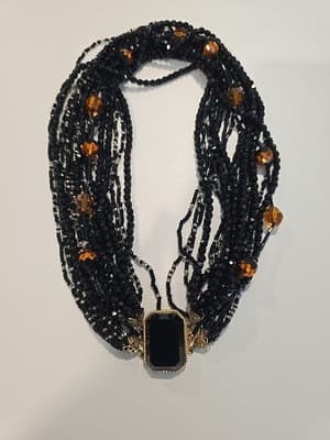 Vintage Elegant Gothic Black Seed Beads Necklace