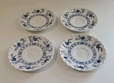 Vintage J&G Meakin England Nordic Blue Onion 5.75" Saucer English Ironstone 4pc - Thumbnail 2
