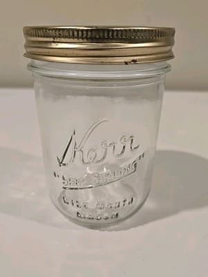 Kerr Glass 8oz Jelly Jar - "Self Sealing" Wide Mouth Mason