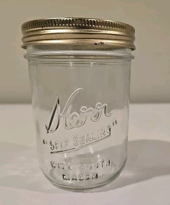 Kerr Glass 8oz Jelly Jar - "Self Sealing" Wide Mouth Mason - Thumbnail 2