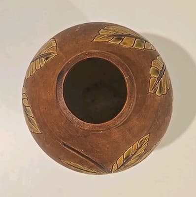 Vase Leaves Hand Crafted Pottery Ceramic 9 inches tall - Thumbnail 9