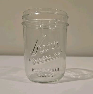 Kerr Glass 8oz Jelly Jar - "Self Sealing" Wide Mouth Mason - Thumbnail 2