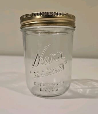 Kerr Glass 8oz Jelly Jar - "Self Sealing" Wide Mouth Mason
