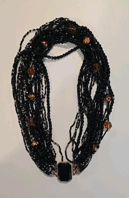 Vintage Elegant Gothic Black Seed Beads Necklace - Thumbnail 3