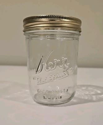 Kerr Glass 8oz Jelly Jar - "Self Sealing" Wide Mouth Mason